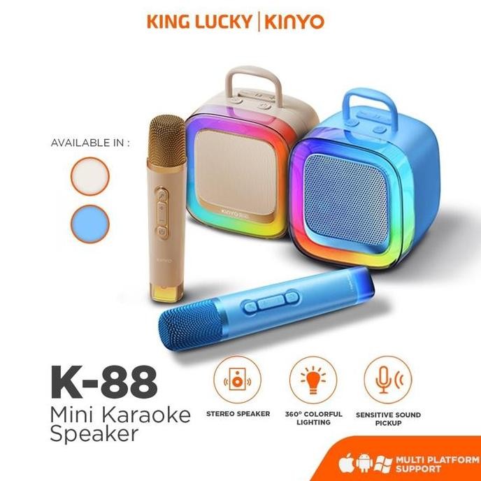 KINGLUCKY K88 Speaker Bluetooth Mini Portable 2MIC Speaker Karaoke | Microphone Karaoke Set 2MIC | S