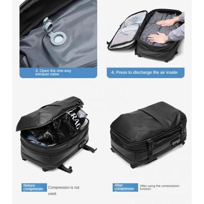OUTWALK 7705L Backpack With Vacuum Tas Ransel Laptop 17 TSA Expandable
