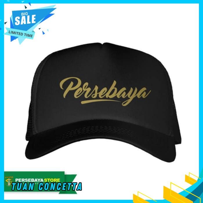 TOPI TRUCKER JARING HAT CAP EMAS PERSEBAYA GOLD BONEK SALAM SATU NYALI WANI OBRAL MURAH POLOS CUSTOM