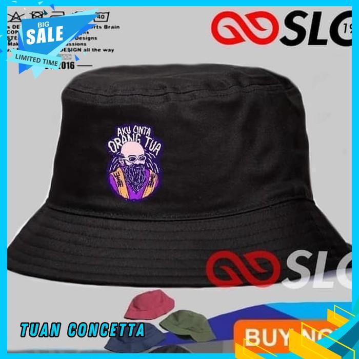 TOPI BUCKET HAT CAP POLOS CUSTOM AKU CINTA ORANG TUA PRIA WANITA INDONESIA AMER UNISEX OBRAL DISTRO 