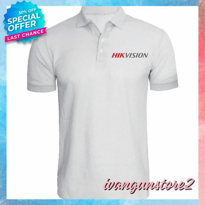KAOS POLO SHIRT TSHIRT BAJU KERAH DISTRO HIKVISION CCTV KAMERA CAMERA HIK VISION POLOS CUSTOM INDONE