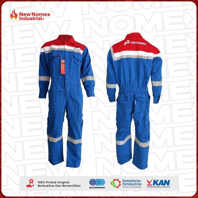 Coverall New Nomex lllA Industrial Wearpack PERTAMINA Anti Api FREE Bendera K3 dan Merah Putih Safet