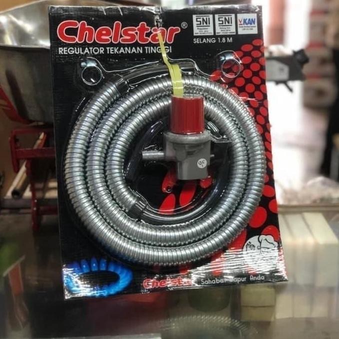Terbaik Regulator High Pressure + Selang Gas / Regulator Kompor Mawar Chelstar 100% Ori