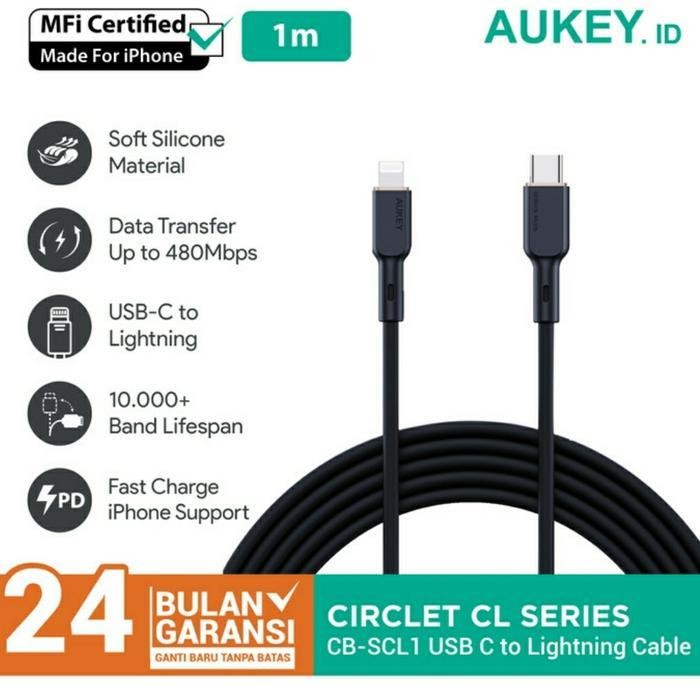 Kabel Charger Iphone Type C To Lightning Mfi Aukey Kabel Data 1.8 Mtr Termurah Best Quality 100% Ori