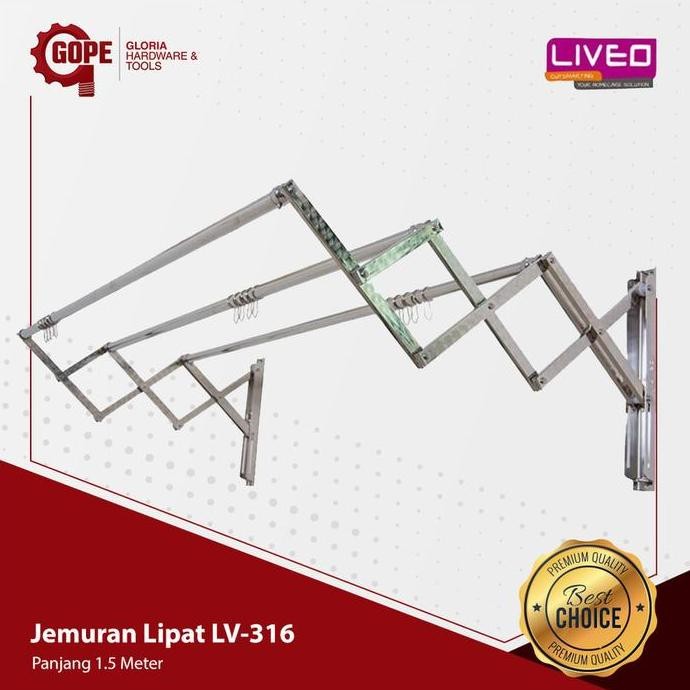 Liveo Lv 316 Jemuran Dinding Lipat 1.5 Meter