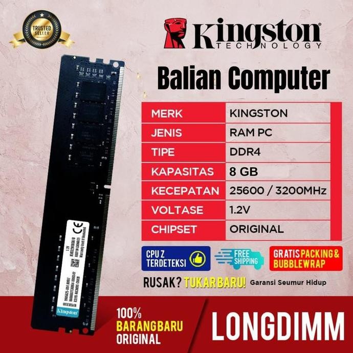 HARGA DISC - RAM PC KINGSTON DDR4 8GB PC 3200 / RAM PC LONGDIMM DDR4 8GB KINGSTON
