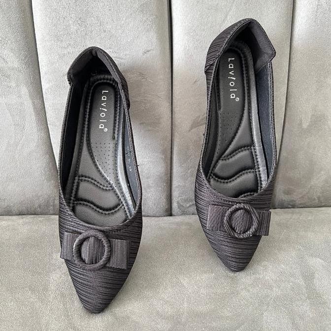 Laviola 4787 Lsh - Sepatu Flat Wanita Black Brown Shoes Kerja