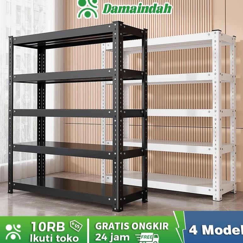 Damaindah Rak Besi Siku 5 Susun 100% Besi Rak Gudang Rak Serbaguna Rak Dapur Rak Aquarium Rak Besi S