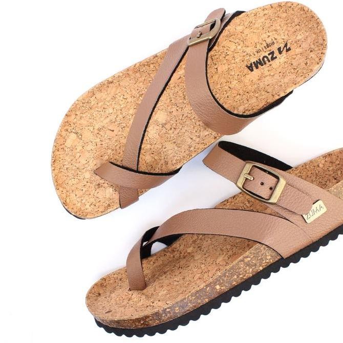 Zuma Women Luna 2 Mocha, Sandal Slop Wanita Karet Slip On Polos, Mocha