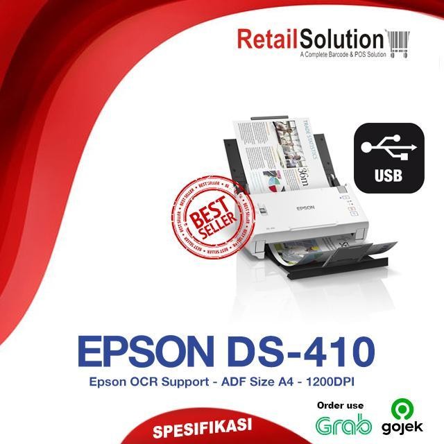 Scanner Adf A4 F4 - Epson Workforce Ds410 / Ds-410 / Ds410 Garansi Original Dan Terpercaya