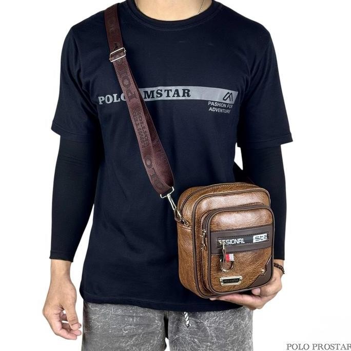 Tas Selempang Pria Tas Selempang Pria Wanita Bahan Kulit Pu Polo Amstar 8 Inch Model Kantong Slingba