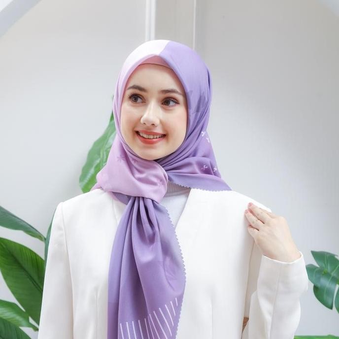[KV3 Lilac Ungu Purple] Kenes Scarf Hijab 2 Sisi / 2 Motif / 2 Warna Kerudung Segiempat Voal Spesial