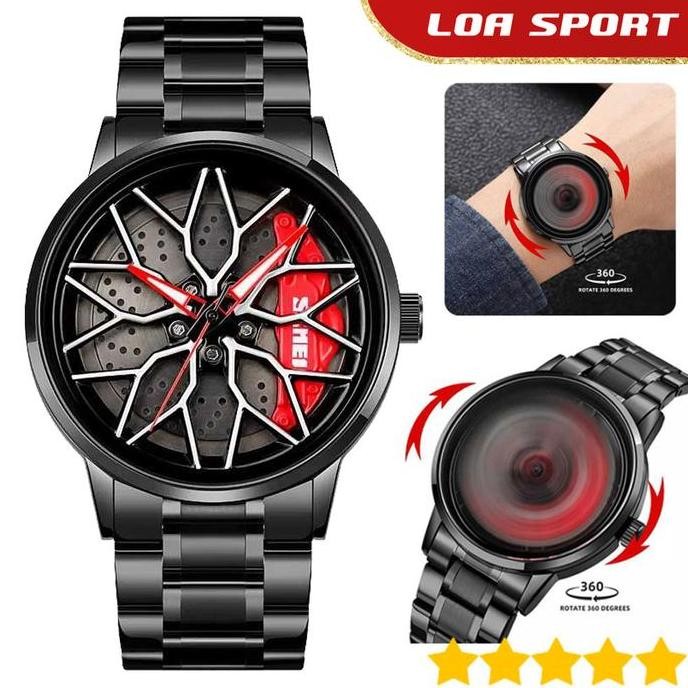 Jam Tangan Velg Mobil Racing Berputar SKMEI 1990D Spinning Wheel Rim
