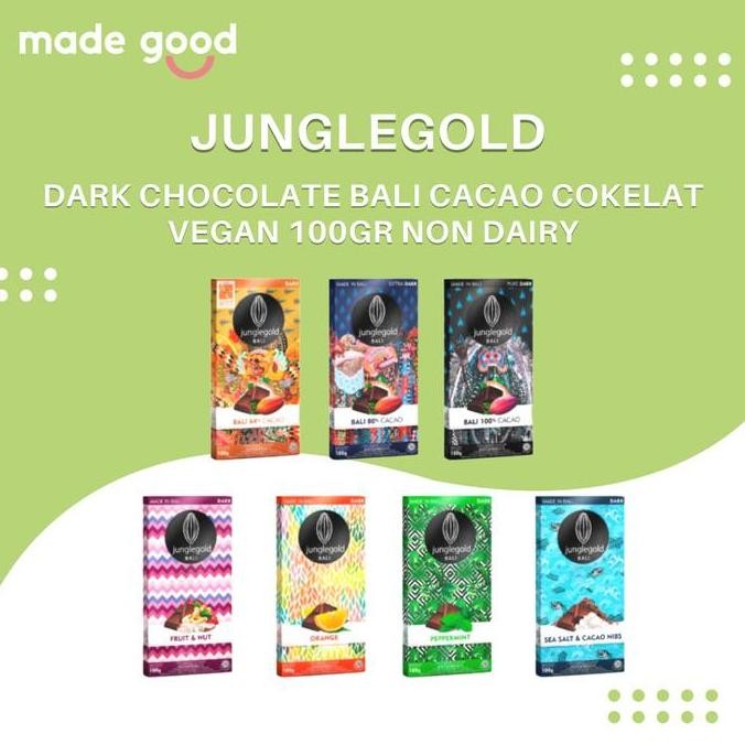 Promo Dark Chocolate Bali Junglegold Cacao Cokelat Vegan 100gr Non Dairy Coklat COD