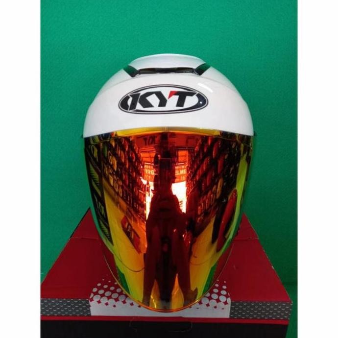 Helm Kyt Kyoto Solid White+Visor Venom+Spoiler Paket Ganteng