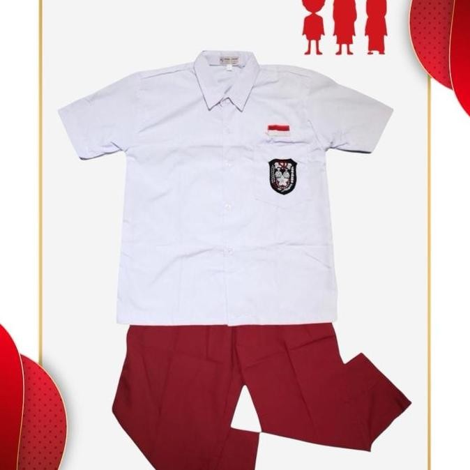 Setelan Super Lengkap Seragam Sekolah SD BAJU PENDEK CELANA PANJANG Cowok Anak Bordir seragam  sd ce