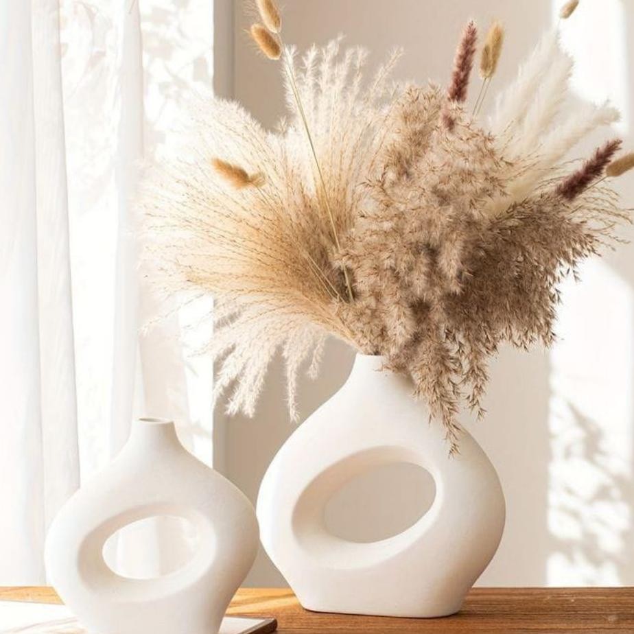 Vas Bunga Keramik Gaya Nordic Minimalis Vas Dekorasi Aesthetic Ern