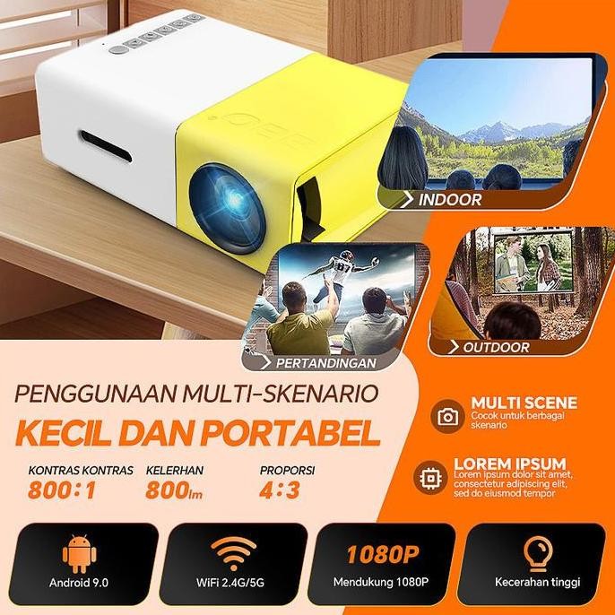 [COD][Garansi 1 Tahun] 2025 Baru YG300 Mini LED Proyektor Proyektor Mikro Portabel Home Theater Dala