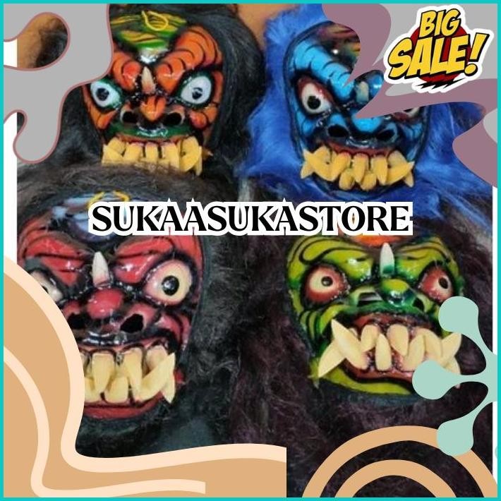 Topeng Buto Gedruk Mainan Anak Seram Asli Kayu DISKOM
