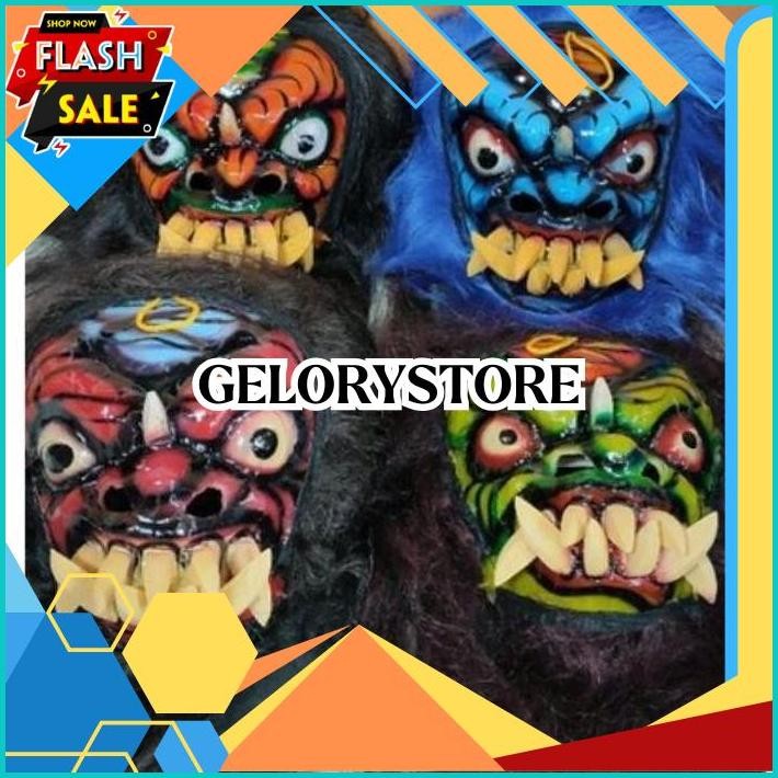 Topeng Buto Gedruk Mainan Anak Seram Asli Kayu COD