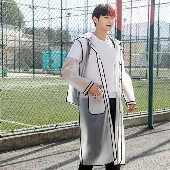 (Best) Jas Hujan Korea Transparan Pria Wanita Mantel Hujan Ponco Dewasa