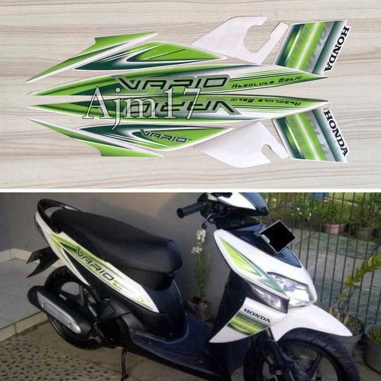 STIKER STRIPING MOTOR VARIO 2007 2008 110 PUTIH HIJAU