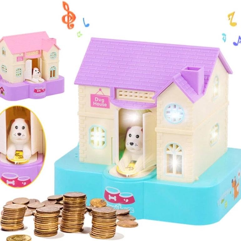 Dog House Bank Celengan Koin Bentuk Rumah Anjing Mainan Edukasi Coin