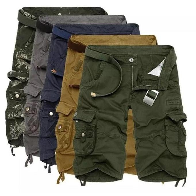 Celana Pendek Cargo Pria Bahan Jeans Model Saku Banyak PDL termurah PL