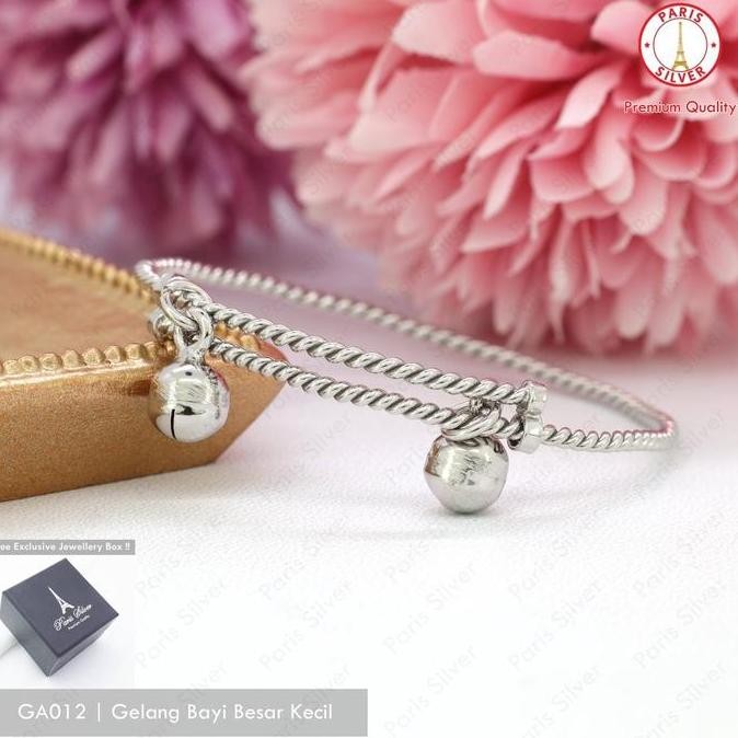 Gelang Bayi Perak Asli Silver 925 Lapis Emas Putih Anak Tidak Gatal