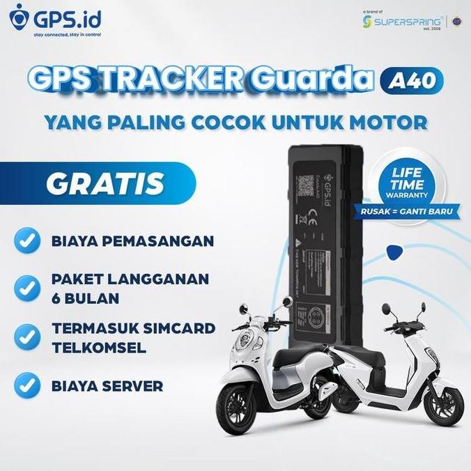 Premium GPS.id Lite GUARDA A40 GPS Tracker Pelacak Lokasi Motor Jaringan 4G Matikan Mesin Jarak Jauh
