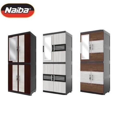 Naiba Fit 9524 / 9504 -  Lemari Plastik Naiba FIT Jumbo Kaca MIROR + Kunci FULL RAK | Cabinet Jumbo 