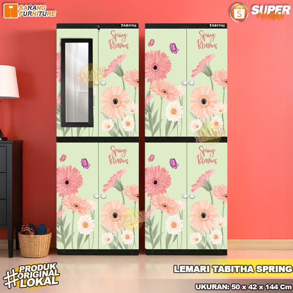 Lemari Pakaian Plastik Tabitha LS2P Spring Lemari Lemari 4 Susun Lemari Kaca Lemari Gantung