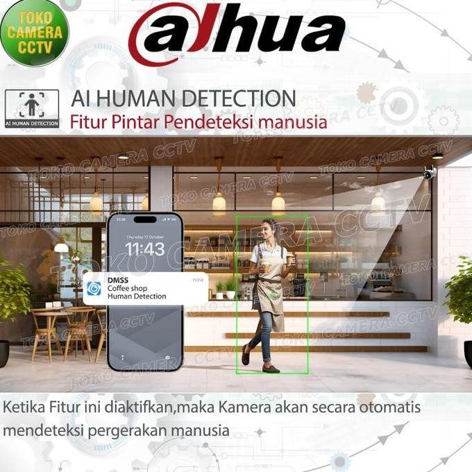 Cctv Wifi Outdoor Rotasi Dual Lens Dahua Picoo 3Mp Kamera Cctv Pintar Bersuara Berwarna