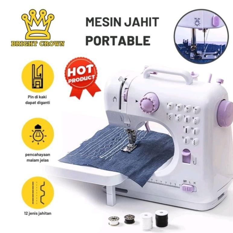 Mesin Jahit Mini Portabel 505A Multifungsi 12 Pola mesin Jahit Listrik Pakaian Jahit Tangan