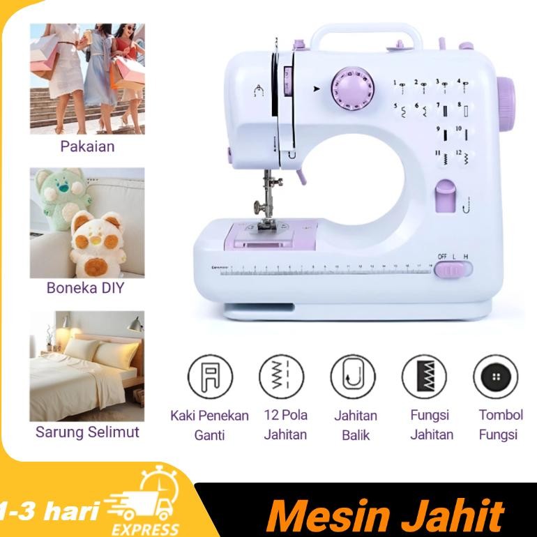 Mesin Jahit Mini UFR-505 12 Pola Jahitan Dual Power (Listrik/Baterai), Cocok untuk Pemula & Jahit Ru