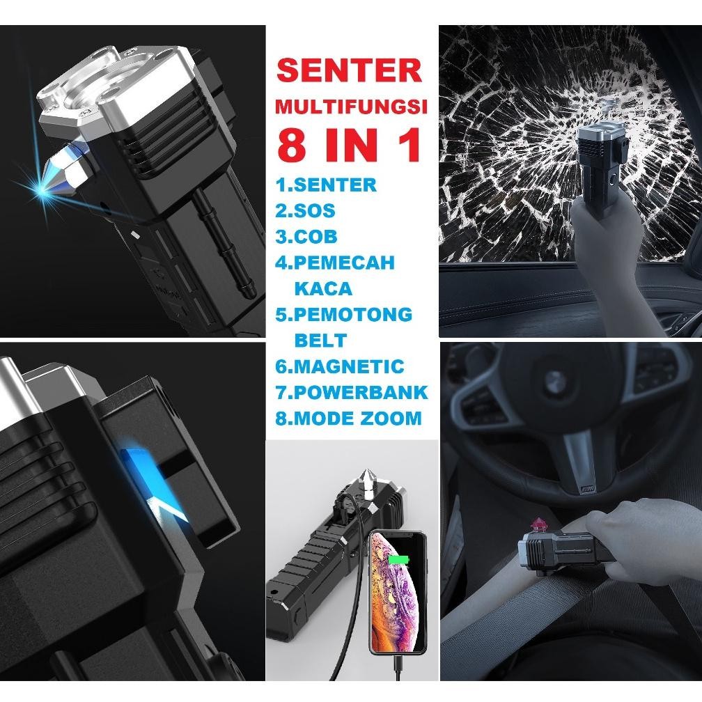 Eelic Senter Pemecah Kaca Senter Led Pemotong Belt 8 In 1 & 4 In 1 - 02 Er-87
