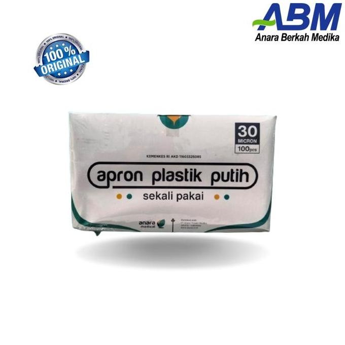 Anara - Apron Medis Plastik Putih