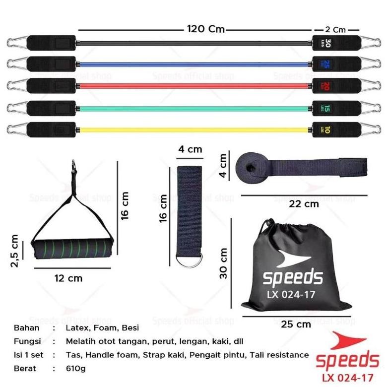 SPEEDS Resistance band 11 in 1 set tali Resistance gym fitness 02417