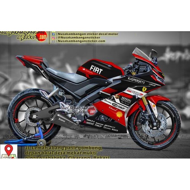 Decal R15 V3 VVA Lifery Ferrari Kaspersky Hitam Merah Motorcycle Original
