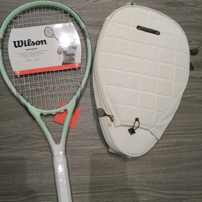 Wilson Intrigue Mint intrigue hijau lime raket tennis paket tas putih