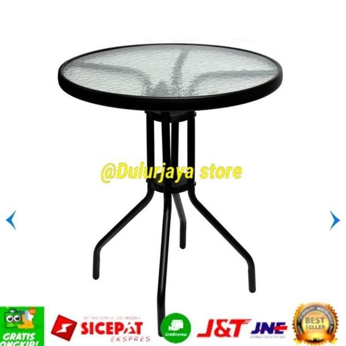 Meja teras kaca bulat Soleil/Meja taman bulat/Meja minimalis SOLEIL