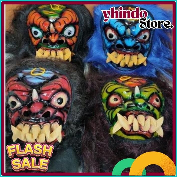 DISKOM Topeng Buto Gedruk Mainan Anak Seram Asli Kayu