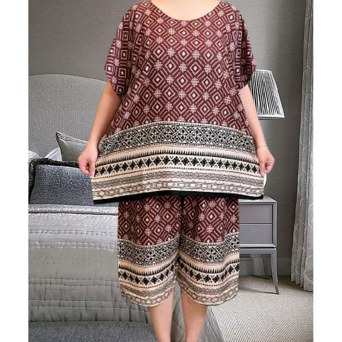 Setelan Baju Tidur Wanita Jumbo Big Size Bahan Rayon Katun Berkualitas Setelan Baju Celana Wanita De
