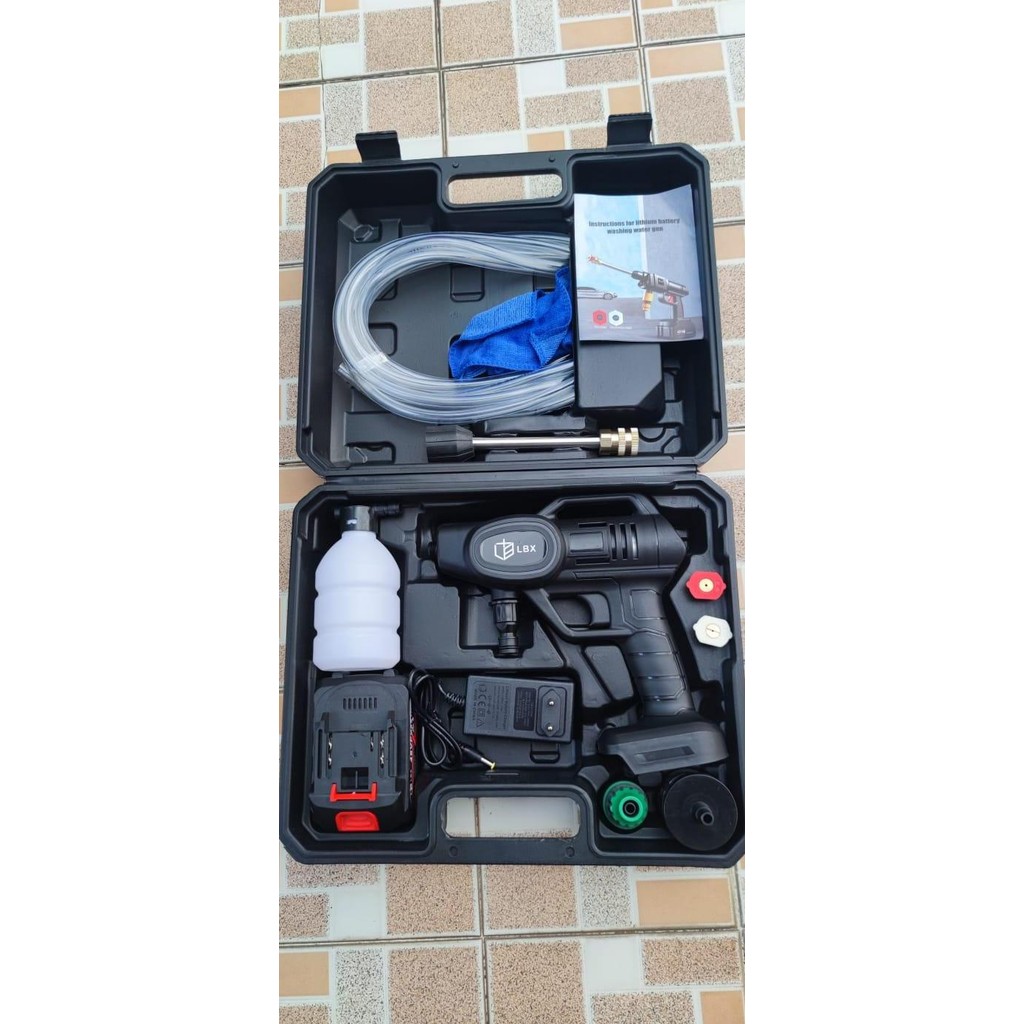 Set Alat Cuci Mobil Portable Jet Washer Water Spray Cordless Lbx