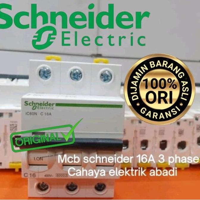 Promo MCB 3phase Schneider 3p 16a Acti9 ic60n A9F74316 mcb schneider 16 ampere mcb schneider 3phase 