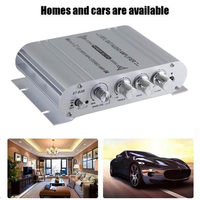 Power Amplifier Audio Hifi Stereo Treble Bass Booster 3 Channel 20W X 2 + 40W