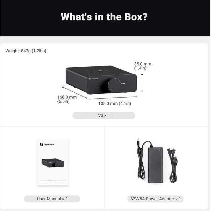 Fosi Audio V3 Class D Compact Desktop Power Amplifier