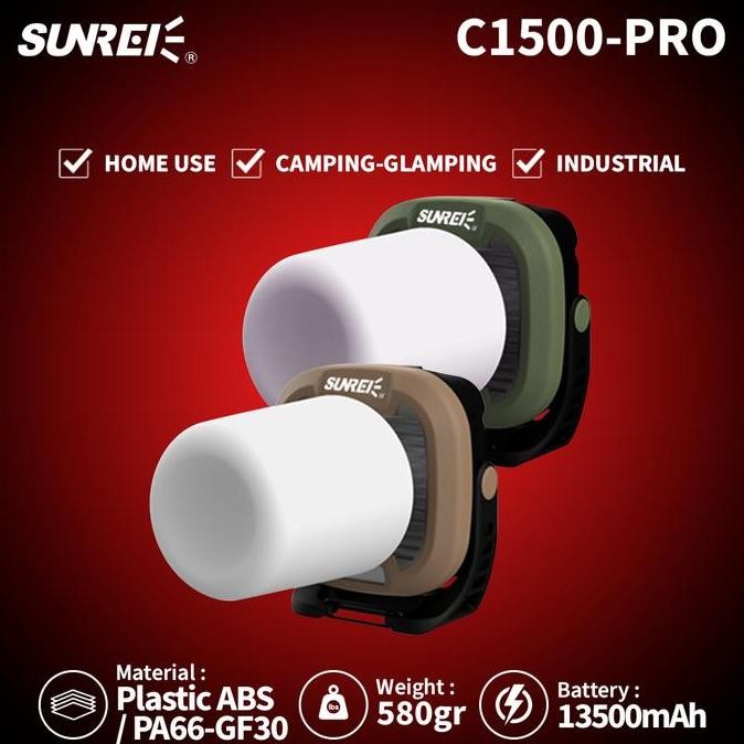 LAMPU CAHAYA TERANG 1500 LUMENS - SUNREI C1500-PRO