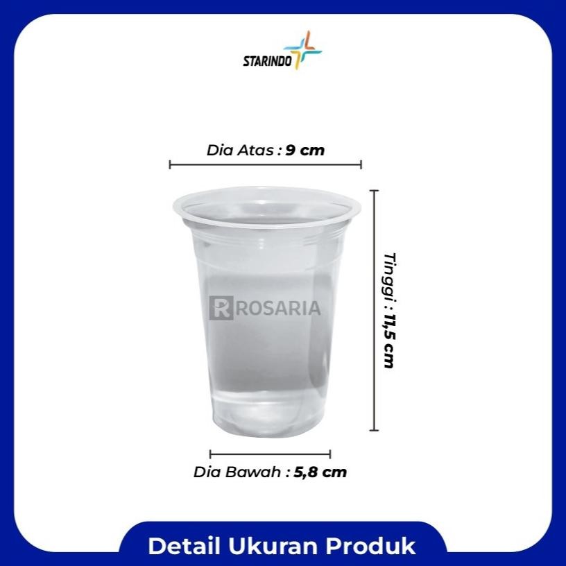 Cup Polos Datar 14 Oz Starindo 5 Gr Plastik Bening Gelas Minuman Trend