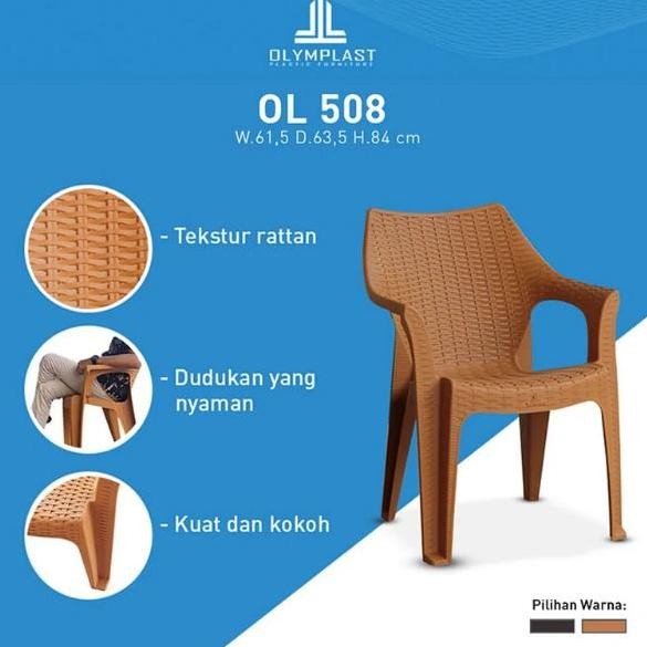 TERLARIS - Kursi Plastik Olymplast OL 508 kursi plastik tangan motif rotan OL508